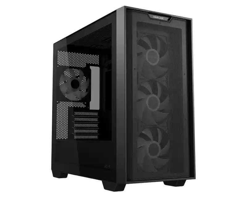 ASUS A21 PLUS TG microATX kućište, 4 ARGB ventilatora, crno
