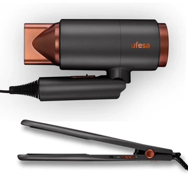 Ufesa My Glamour set za kosu, fen 2200 W, presa 200 °C, torbica
