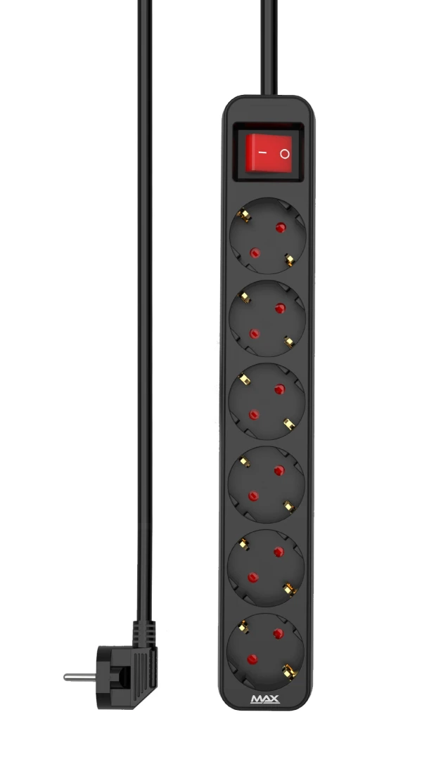 MAX MPS-106SB-1.4M produžni kabl sa prenaponskom zaštitom, 6 utičnica, 1,4 m
