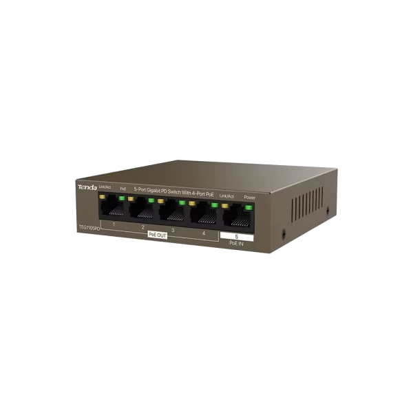 Tenda TEG1105PD Gigabit PoE svič sa 5 portova, 4 PoE izlaza