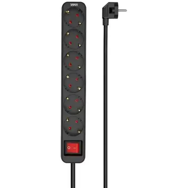 MAX MPS-306SOPB-3M produžni kabl, 6 utičnica, 3 m, sa prenaponskom zaštitom