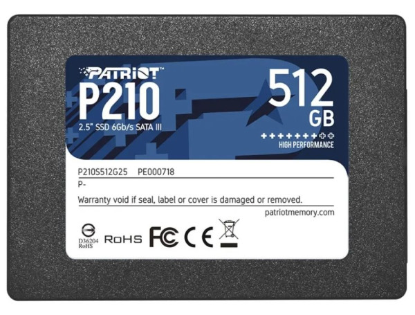 Patriot P210S512G25 SSD, 512 GB, 2,5 inča, SATA III