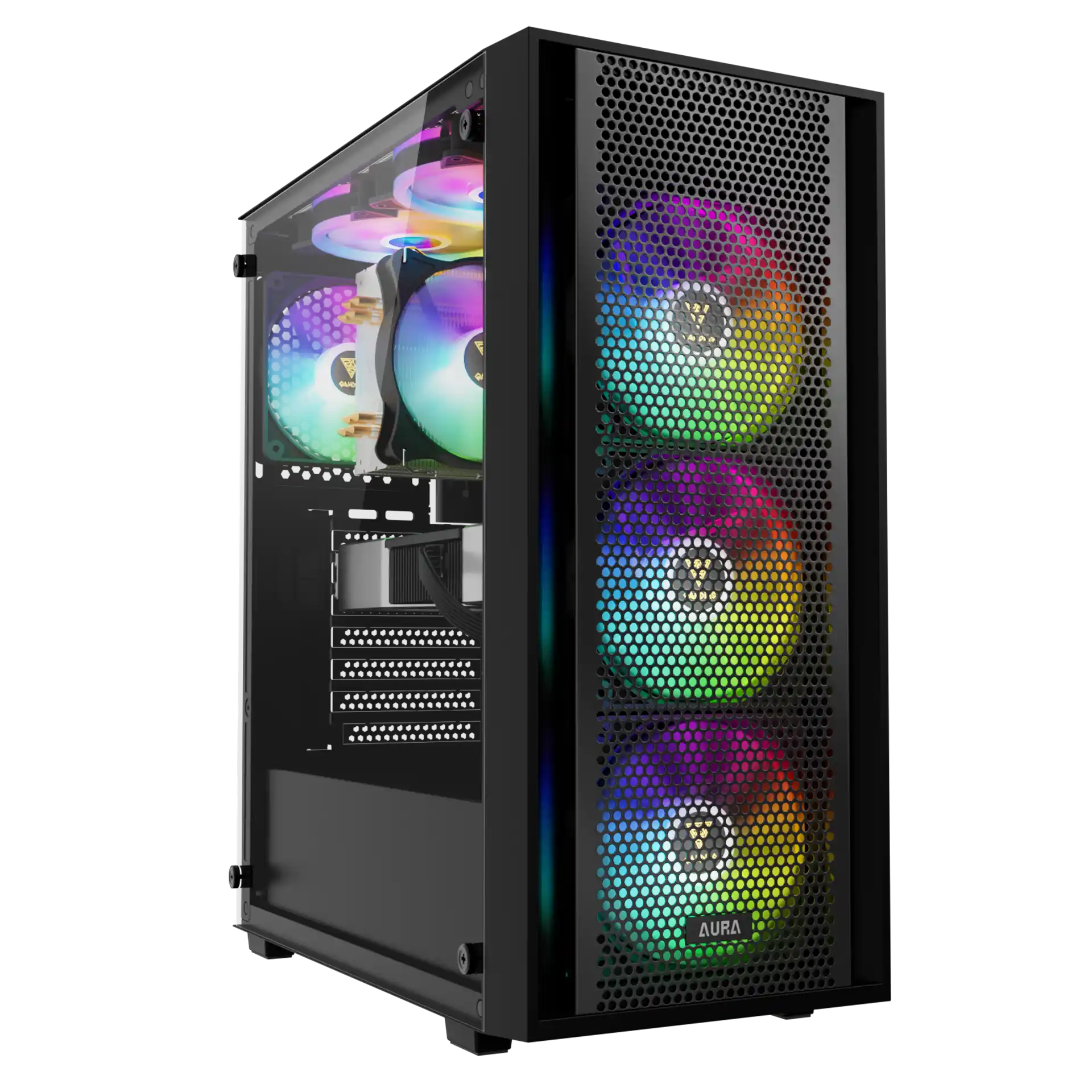 Gamdias Aura GC2 Elite ARGB Midi Tower kućište, 4 ARGB ventilatora, kaljeno staklo