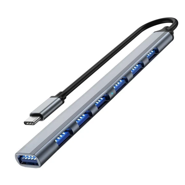 Linkom USB-C hub, 5 × USB 3.0, 3 × USB-C, SD/microSD i audio