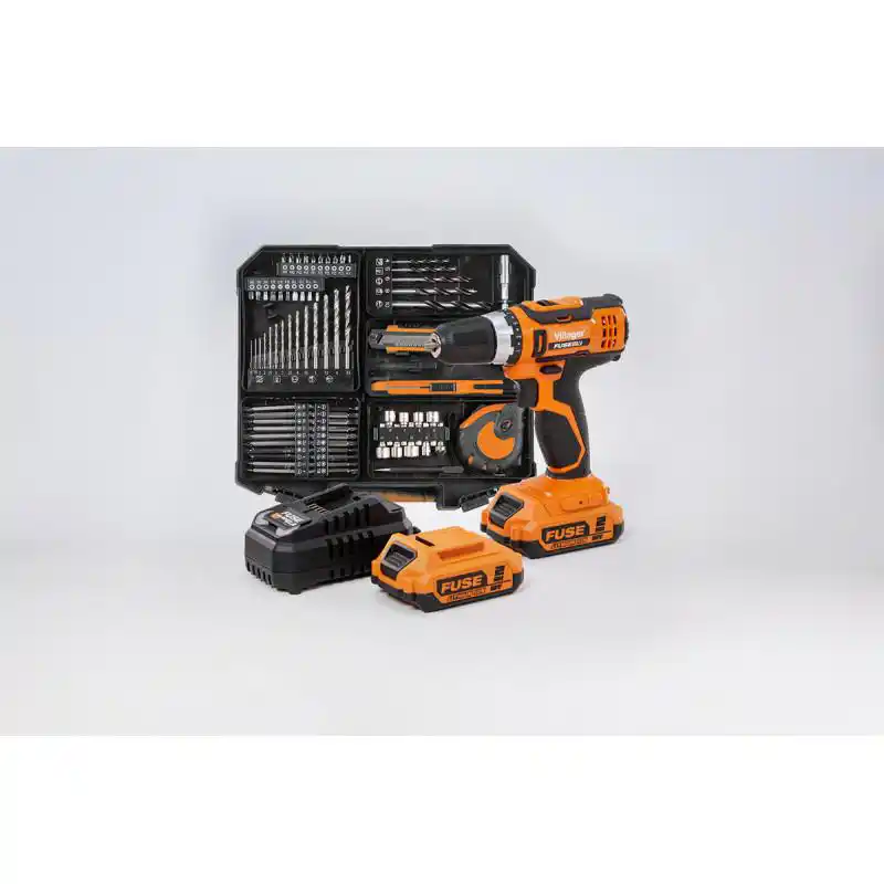 Villager FUSE VLN 3220 DIY BOX aku bušilica-zavijač 18 V, 2×2 Ah, 74 nastavka