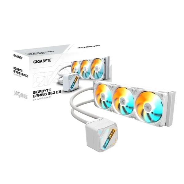 Gigabyte GAMING 360 ICE White 360 mm vodeno CPU hlađenje, 3 × 120 mm ARGB ventilatora