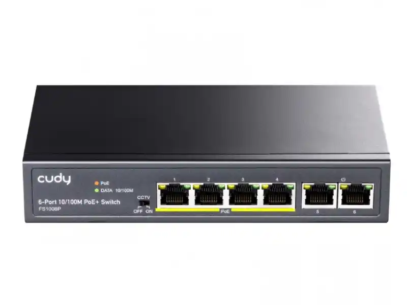 Cudy FS1006P neupravljivi PoE+ svič, 6 × 10/100 portova, do 65 W
