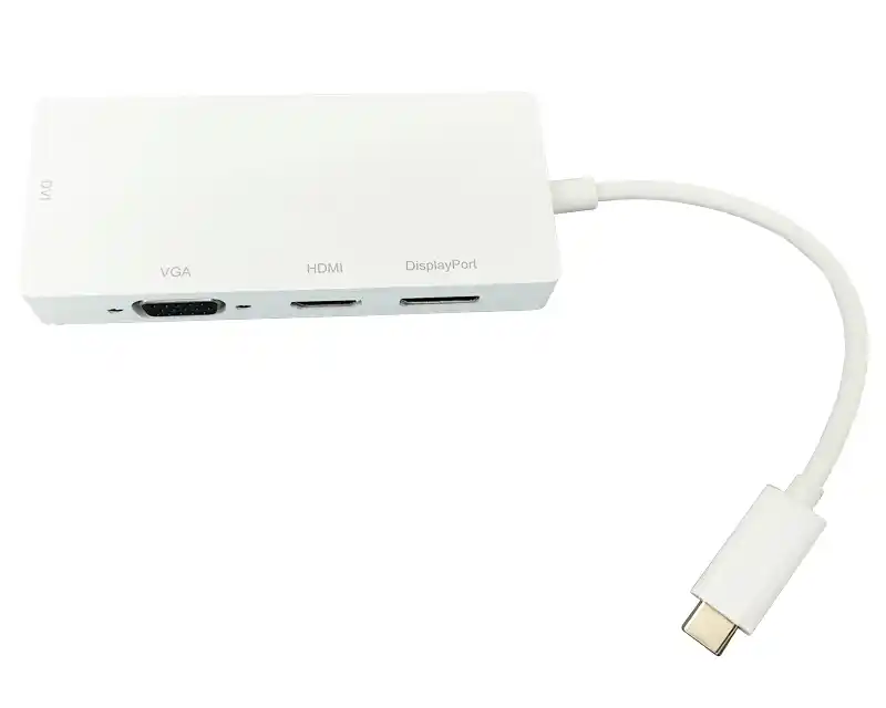 E-Green USB-C 3.2 adapter za DisplayPort, HDMI, VGA i DVI-I, beli