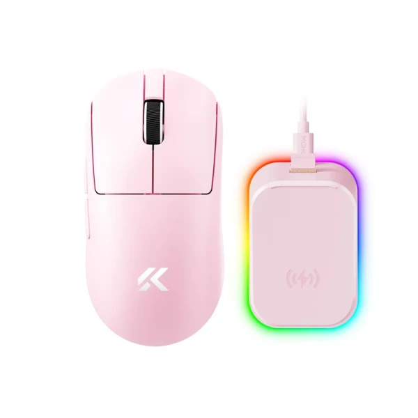 MCHOSE A7 V2 Ultra Plus bežični gejming miš, pink, PAW3950