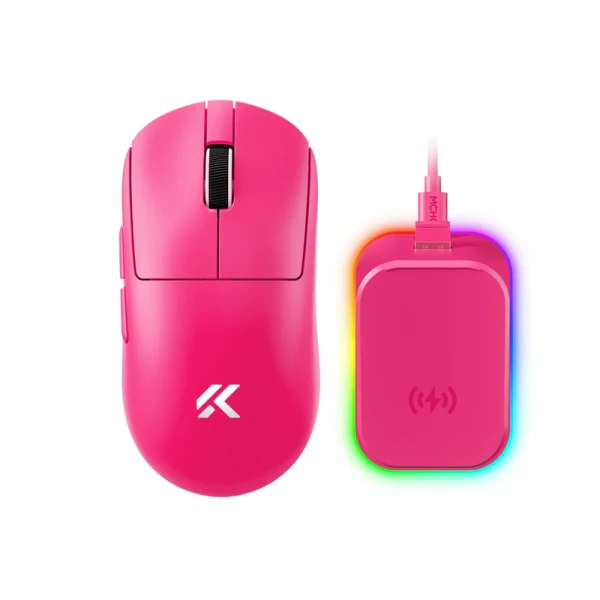 MCHOSE A7 V2 Ultra Plus bežični gejming miš, rose red, PAW3950