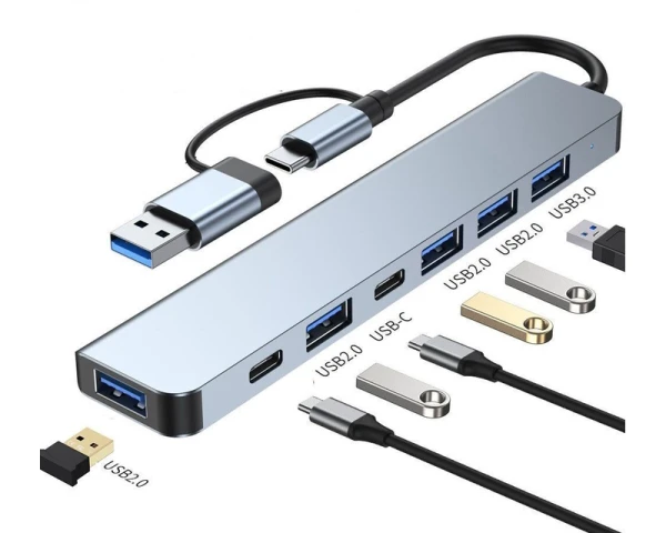 E-Green USB-C 7-u-2 hub sa USB 3.0/2.0 portovima