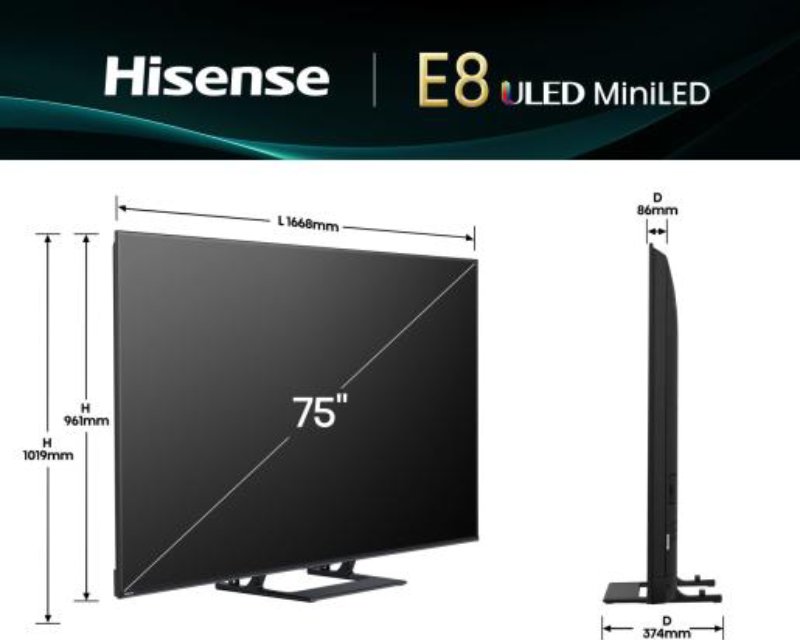 Hisense 75E8Q 75″ MiniLED 4K Smart TV 144 Hz