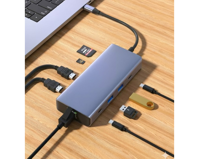 Fast Asia OST08030 USB-C hub sa 2x HDMI, USB i RJ-45