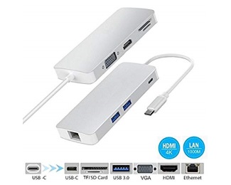 Fast Asia OST04560 USB-C hub sa HDMI, VGA, RJ45 i čitačima kartica