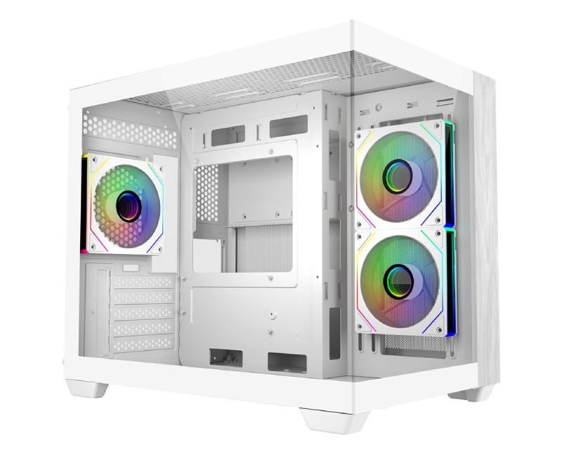 Cooler Master Elite 481 Wood White belo Mini Tower kućište sa 3 ARGB ventilatora