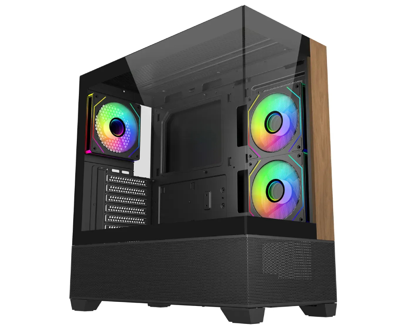 Cooler Master Elite 690 Wood crno Mid Tower kućište sa 3 ARGB ventilatora
