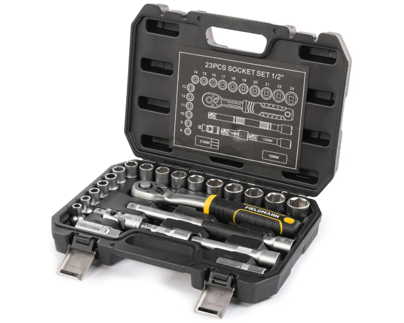 Fieldmann FDG 5022-23R set nasadnih ključeva sa račnom 1/2, 23 dela