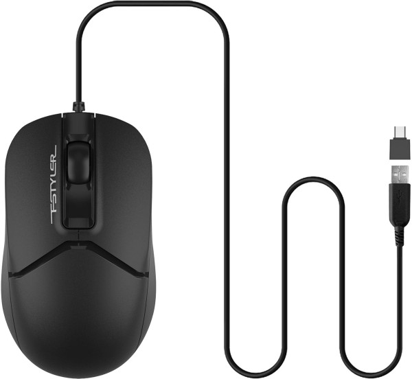 A4Tech FM12T optički miš 1200 DPI sa USB-C adapterom