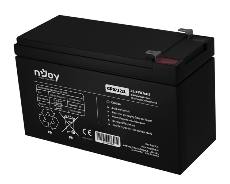 NJOY GP07121L VRLA AGM baterija 12 V 7 Ah