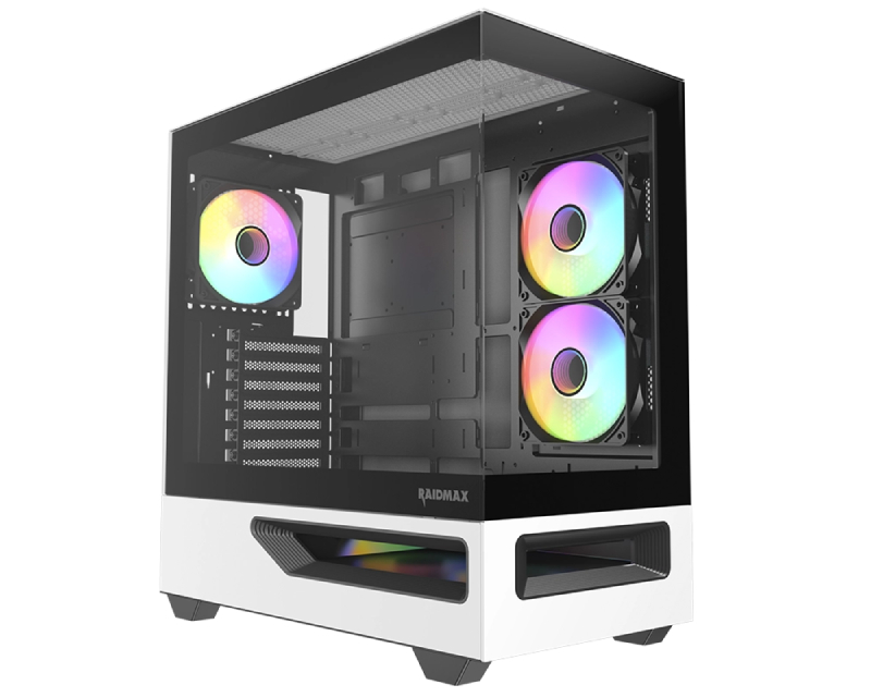 RAIDMAX Hurrikan H200ZA belo-crno kućište sa 5 ARGB ventilatora