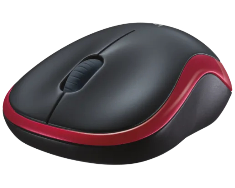 Logitech M185 bežični optički miš, crveno-crni, 1.000 dpi
