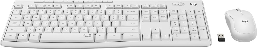 Logitech MK295 Silent bežični komplet tastature i miša, US raspored, beli