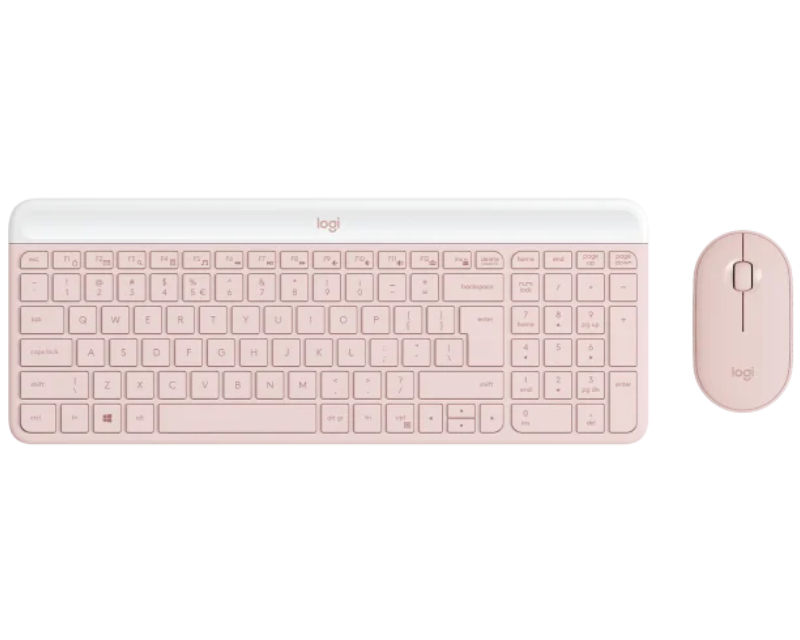 Logitech MK470 Slim bežični komplet tastature i miša, roze, US raspored