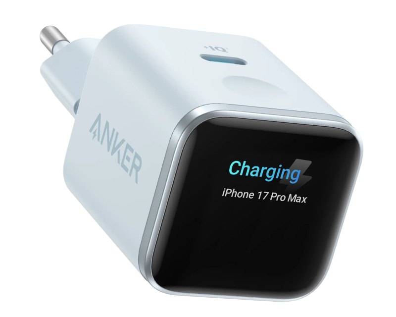 Anker Nano 45W punjač sa pametnim ekranom, plavi