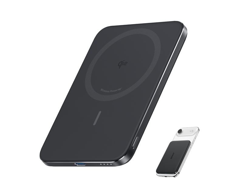 Anker Nano MagGo Slim magnetni power bank 5.000 mAh, Qi2, crni
