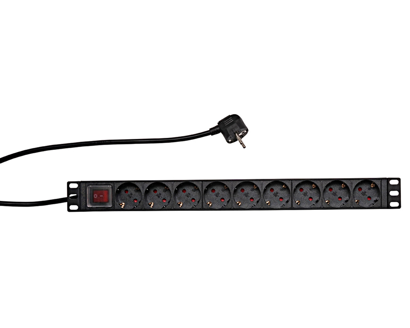 MAXPRO LINE rack napojna letva 19 inča, 1U, 9 Šuko utičnica, osigurač 16 A