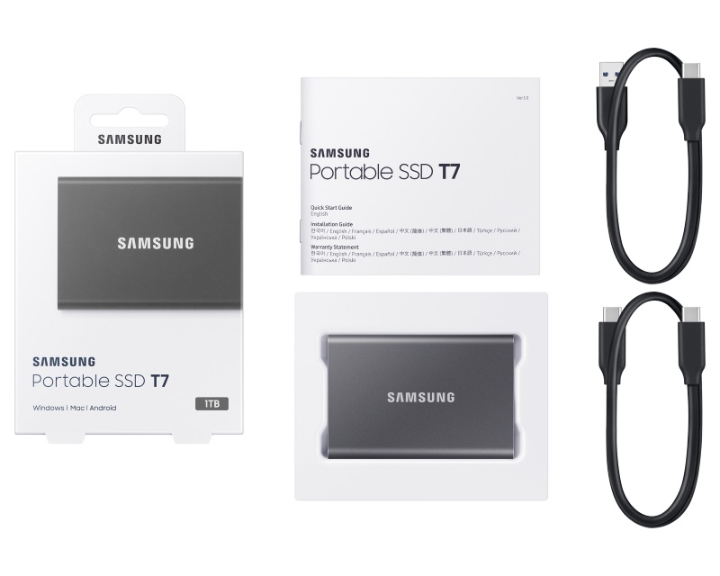 Samsung Portable SSD T7 1TB eksterni SSD, sivi (MU-PC1T0T)
