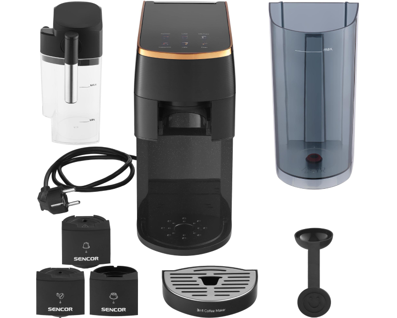 Sencor SCC 3000BK 3-u-1 espresso aparat sa penilicom za mleko