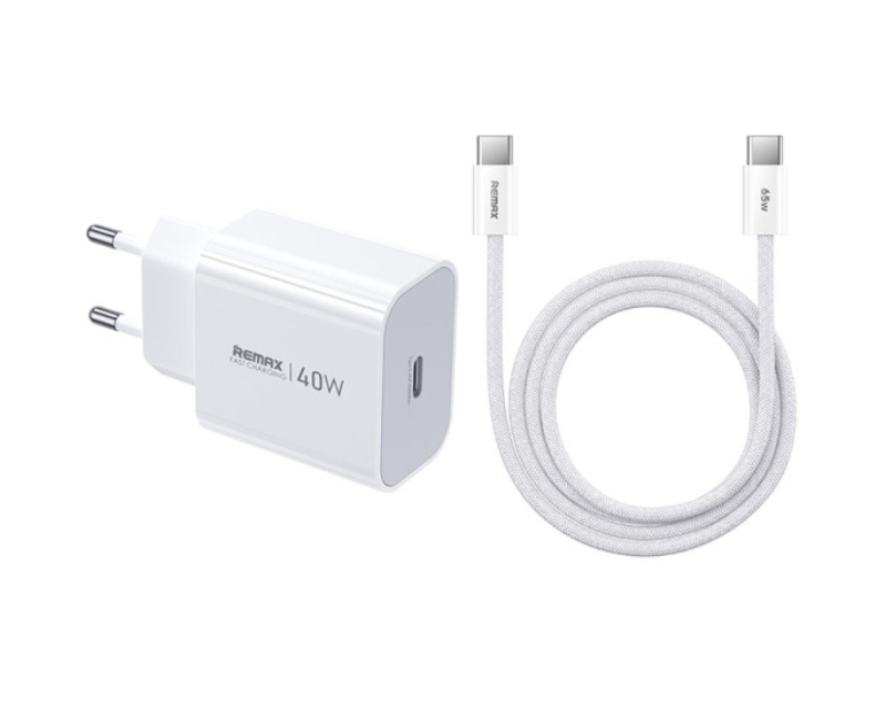 REMAX Huiying CA10 40 W beli GaN punjač sa USB-C kablom