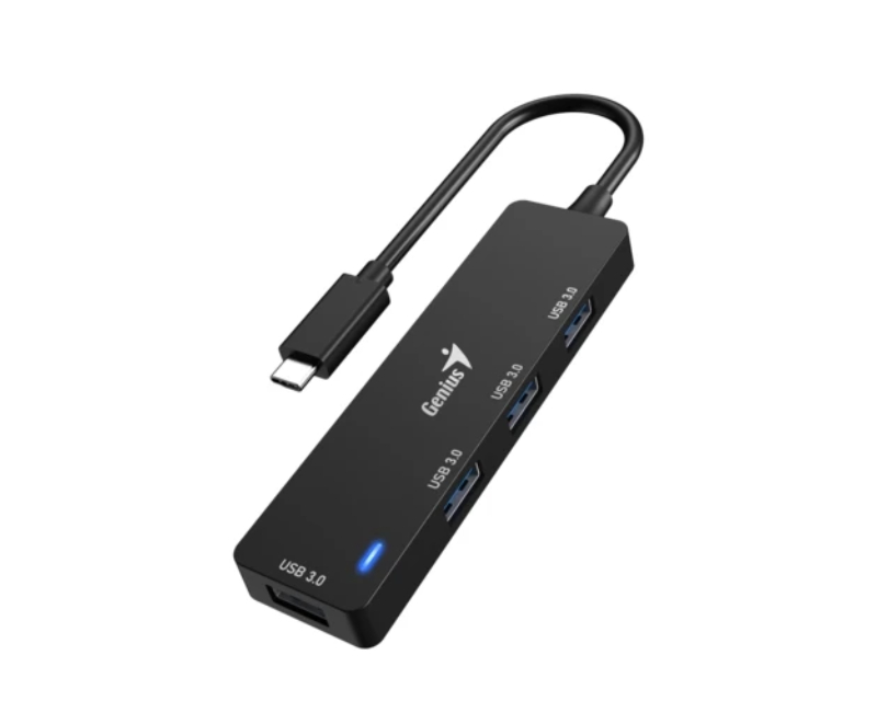 Genius UH-400 USB-C hub sa 4 USB-A 3.0 porta, crni