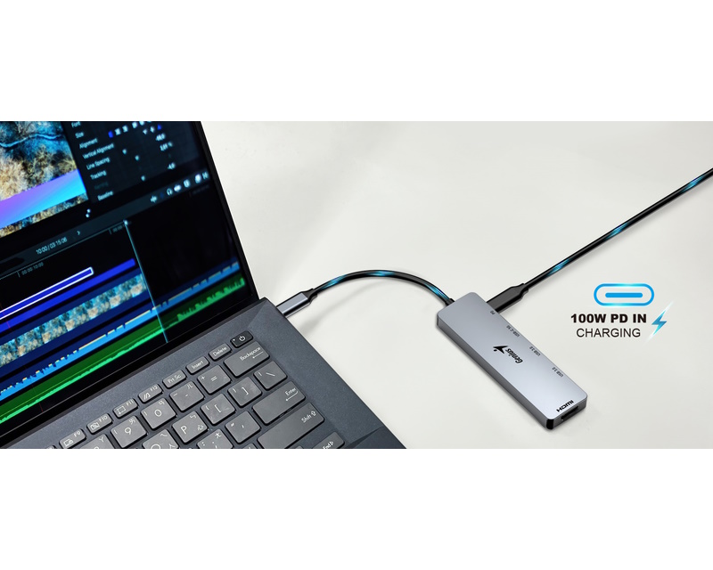 Genius UH-500 USB-C hub 5-u-1, HDMI 4K@60Hz i PD 100 W