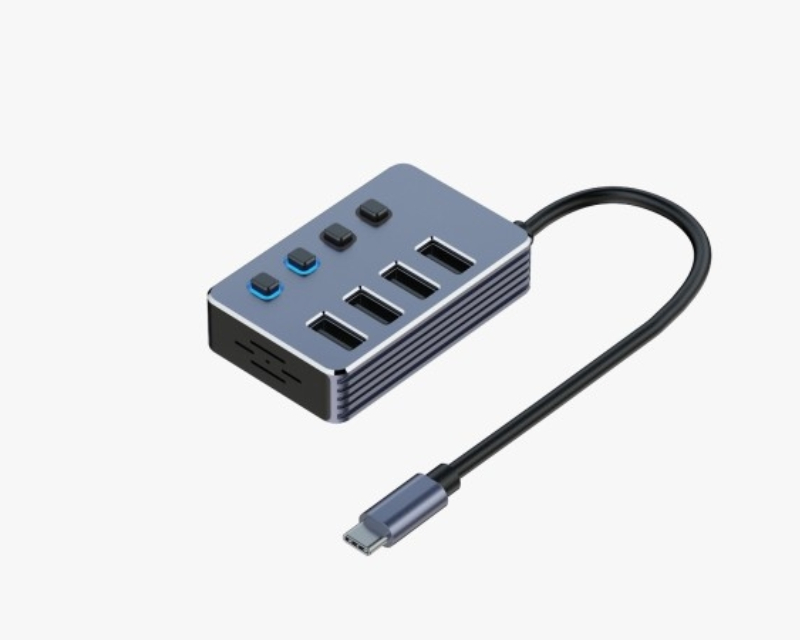 E-Green OST07461 USB-C hub sa 4 porta i prekidačima