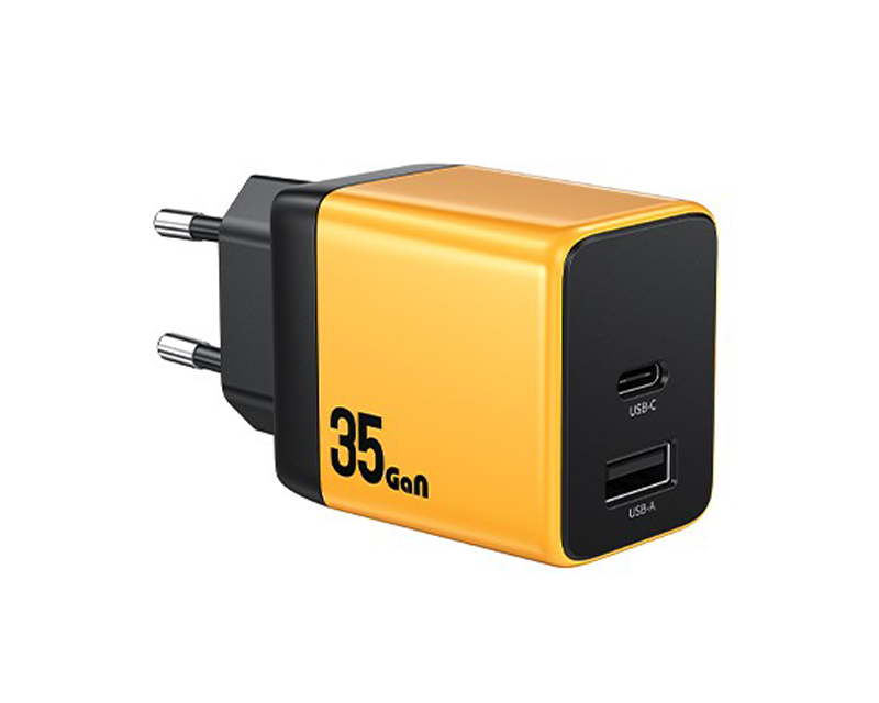 WEKOME WP-U36 GaN punjač USB-C i USB-A, 35 W, žuti
