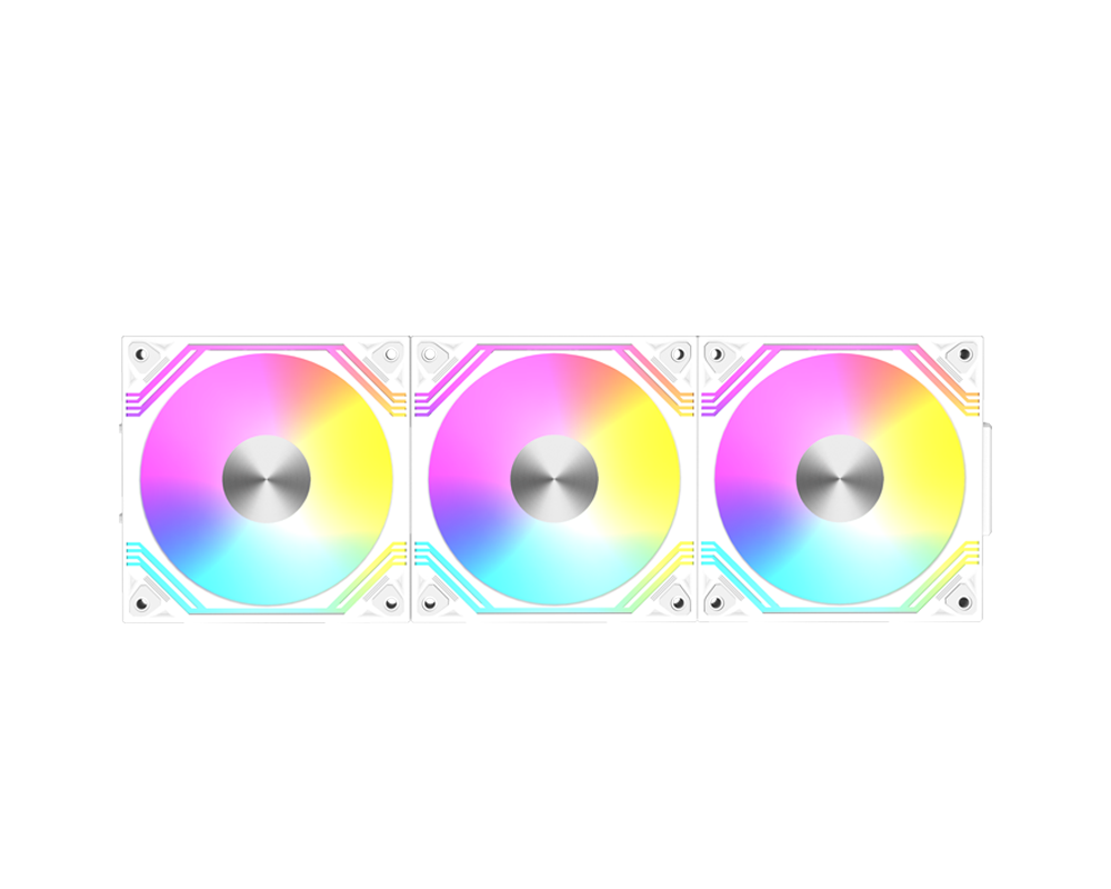 Raidmax NV-MD120FWP3, komplet od 3 bela modularna ARGB ventilatora 120 mm