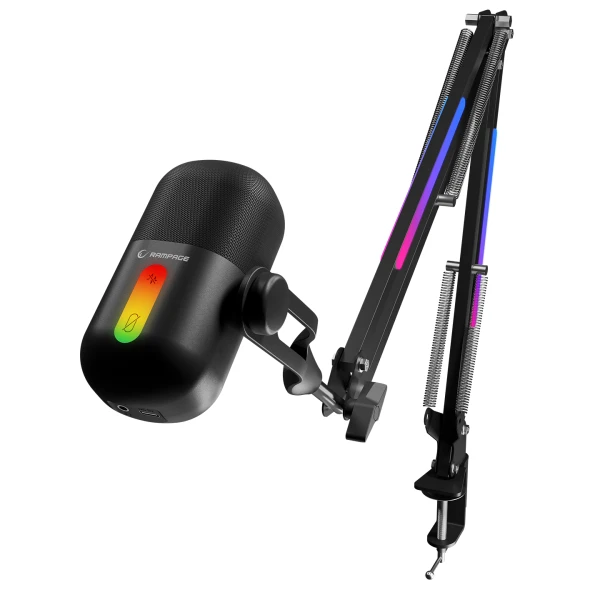 Rampage Arpej RGB kondenzatorski mikrofon sa stalkom, crni