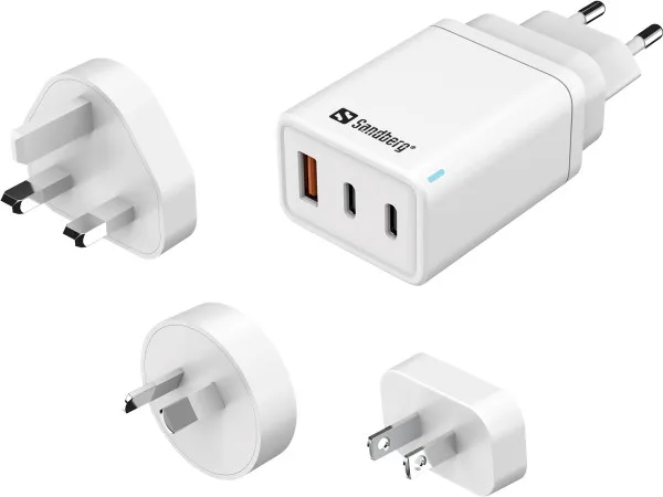 Sandberg 3in1 TravelCharger USB-C/A 65 W putni punjač sa 4 zamenljiva utikača
