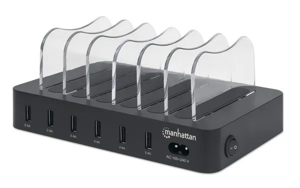 Manhattan 102254 USB stanica za punjenje 6 uređaja, 50 W, crna