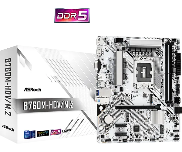 ASRock B760M-HDV/M.2 D5 matična ploča, LGA1700, DDR5 micro-ATX