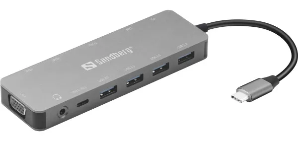 Sandberg USB-C 13-u-1 Travel Dock 136-45, aluminijumska priključna stanica