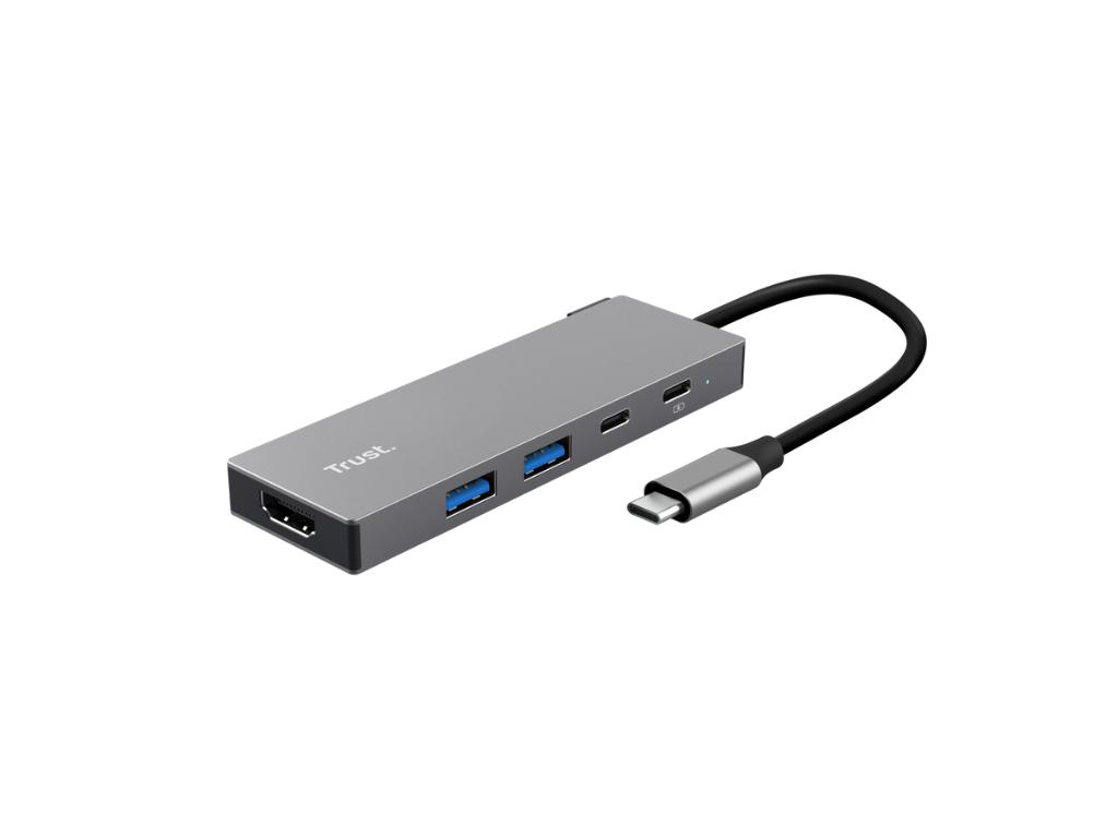 Trust Dalyx 5-u-1 USB-C multiport adapter sivi