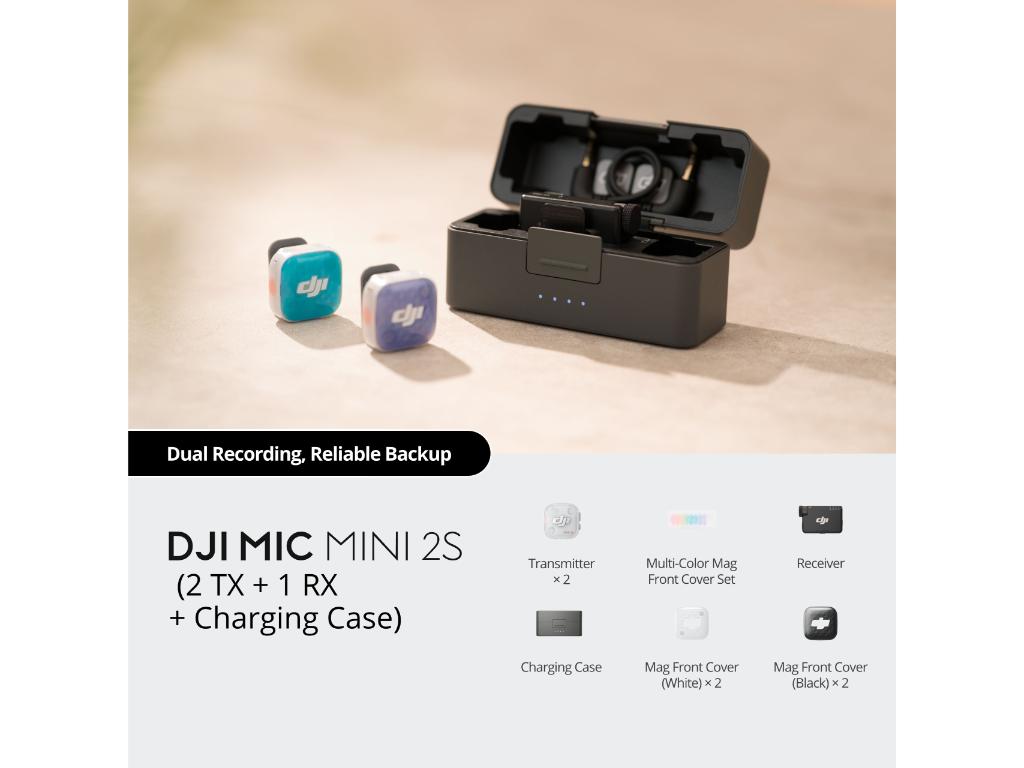 DJI Mic Mini 2S bežični mikrofonski komplet, 2 TX + 1 RX, sa kućištem za punjenje