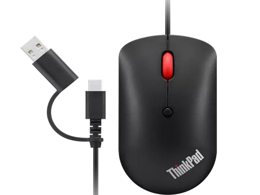 Lenovo ThinkPad USB-C Wired Compact Mouse — crni kompaktni miš