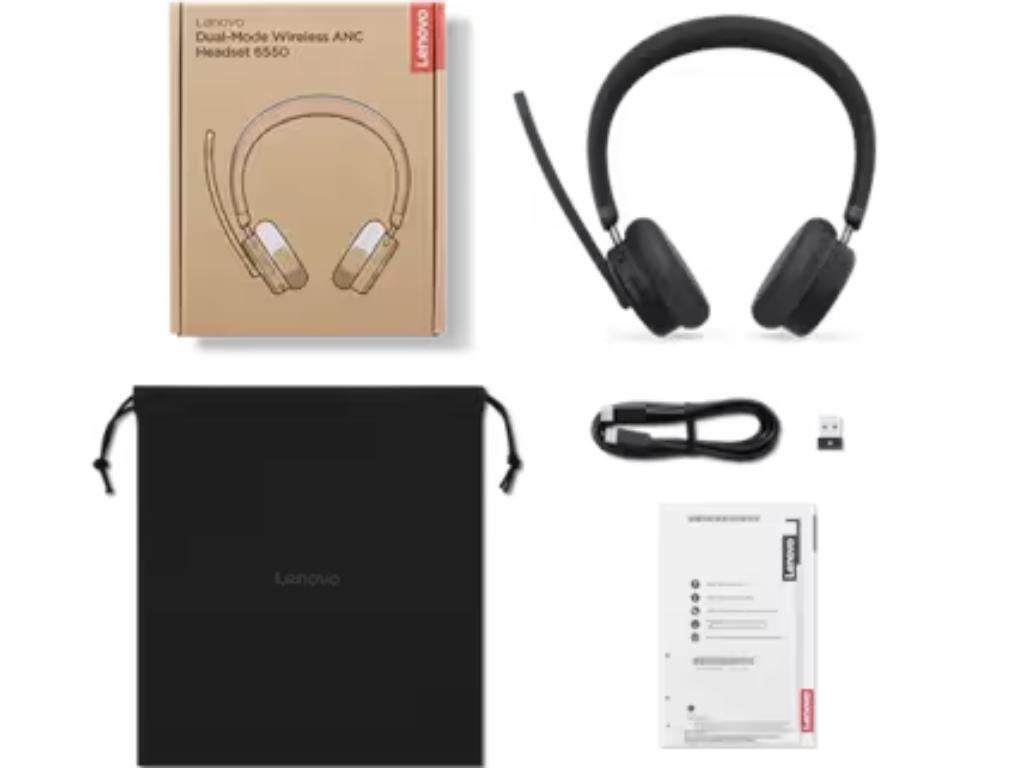 Lenovo 6550 Dual-Mode Wireless ANC slušalice, USB-A, Teams