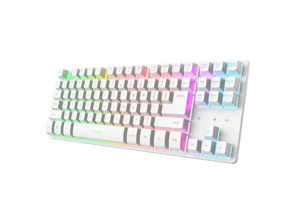 Trust GXT 831 Thado TKL bežična RGB tastatura, US, bela