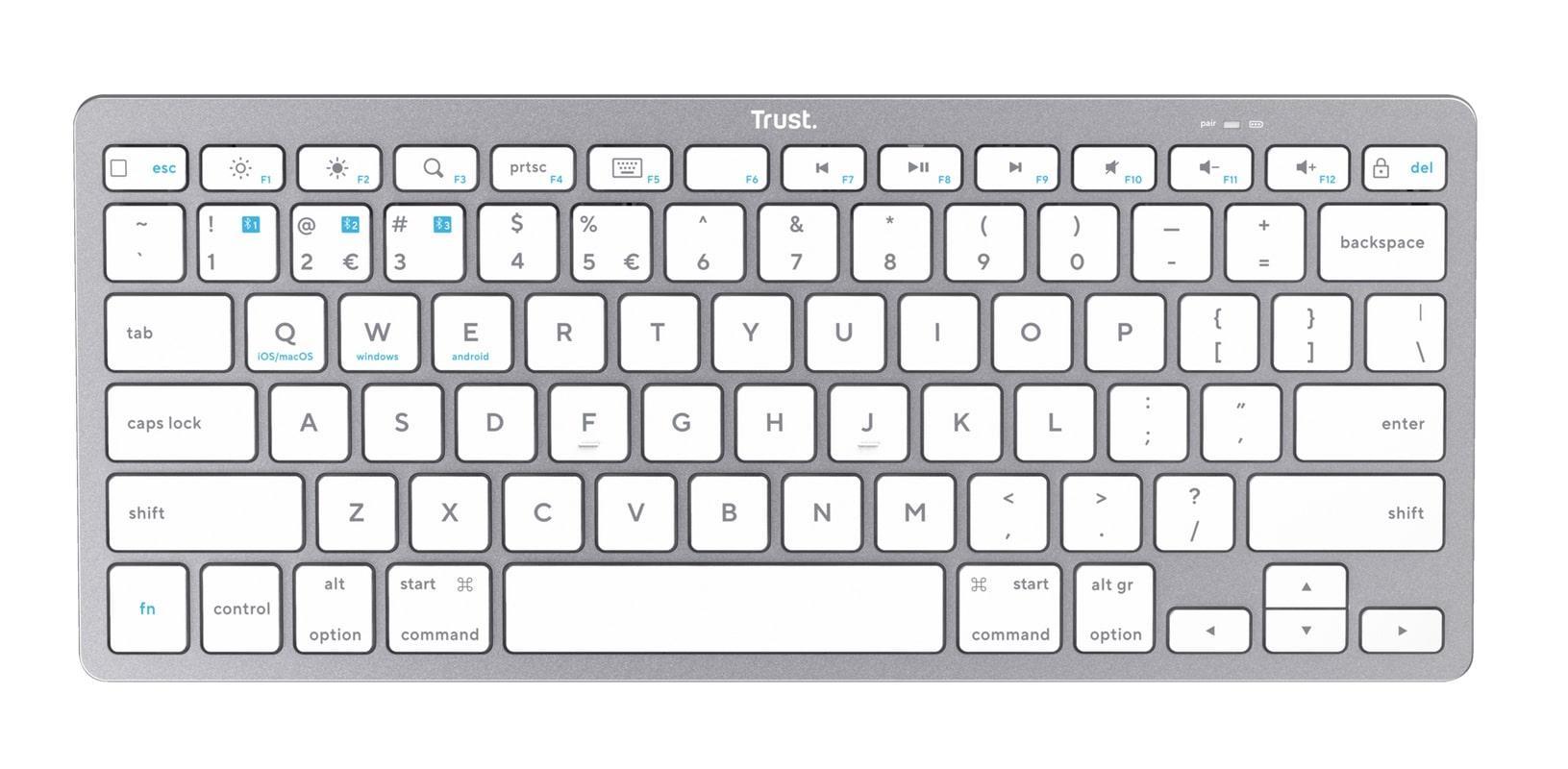 Trust Basics Bluetooth tastatura US, sivo-bela, 75%