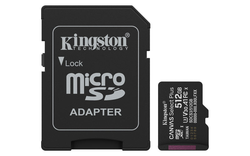 Kingston Canvas Select Plus Gen3 512GB microSDXC kartica 150MB/s sa SD adapterom